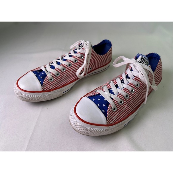 Converse Chuck Taylor All Star Stars and Stripes Patriotic Low Top M 8.5 W 10.5 - Picture 11 of 16
